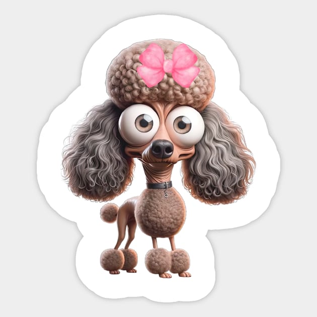 Funny  poodle caricature Sticker by Tuff Tees